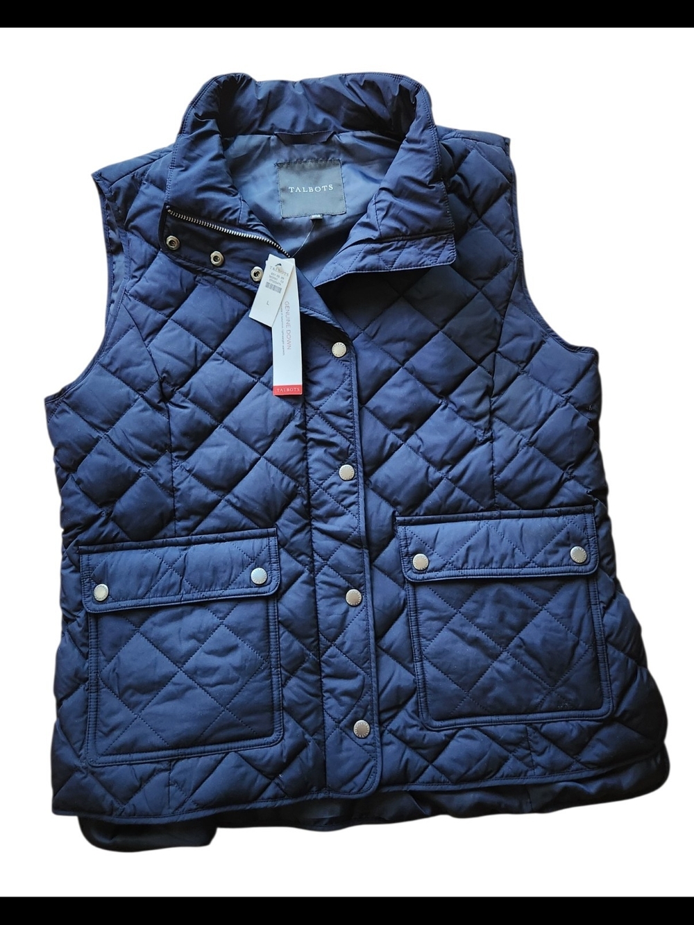 NWT Talbots Navy Quilted Down Vest